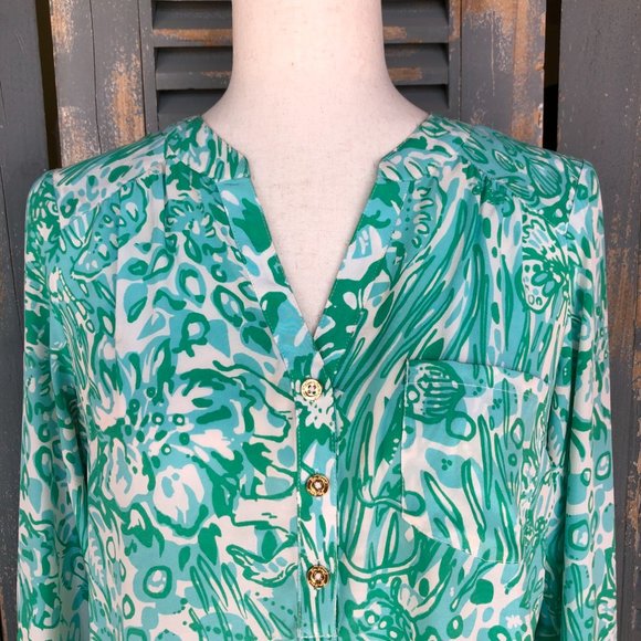 Lilly Pulitzer Delray Silk Tunic Bungle In The Jungle Sz S - Picture 3 of 16